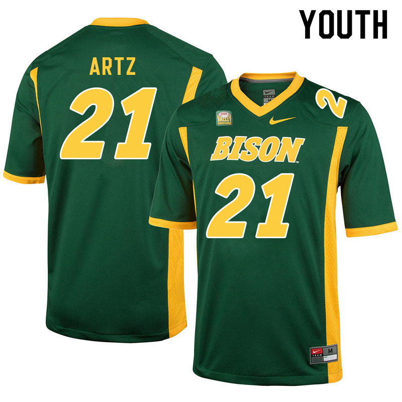 Youth #21 Hudson Artz North Dakota State Bison College Football Jerseys Sale-Green - Click Image to Close